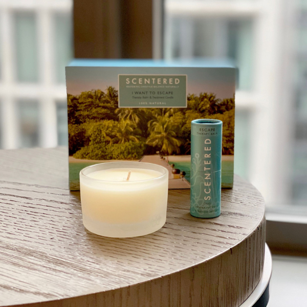 Scentered ESCAPE blend balm and candle set