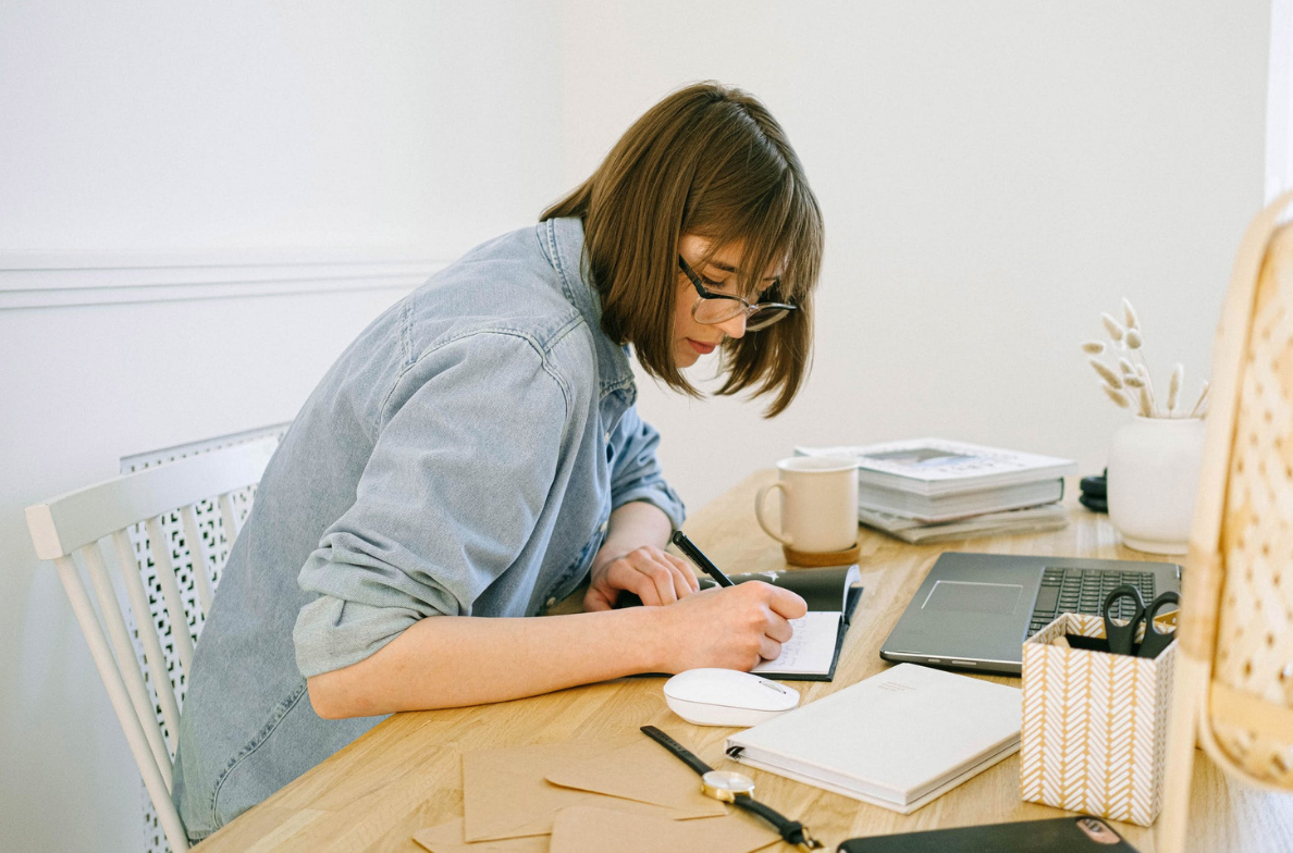woman working on desk