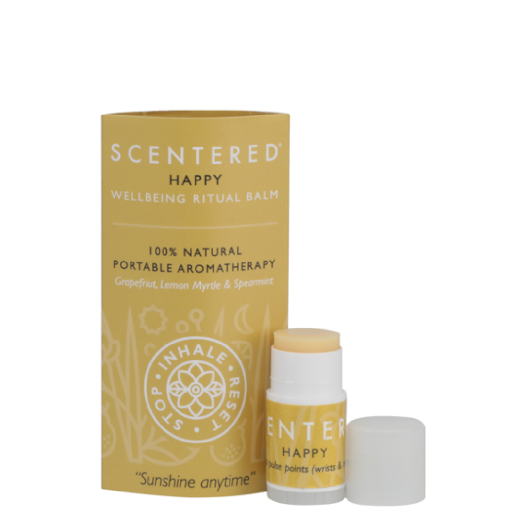 Boost your mood with our Happy Aromatherapy Balm, designed to uplift and energize.