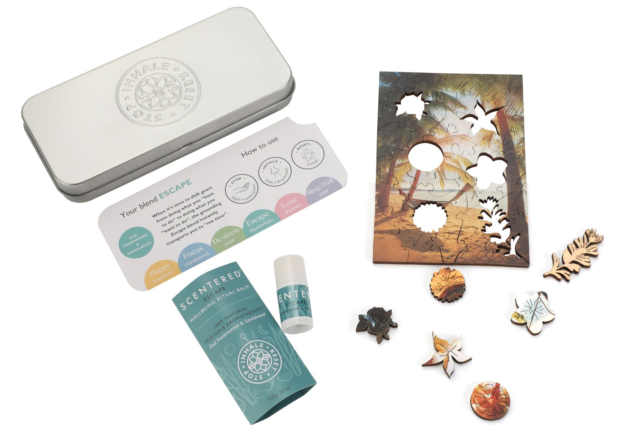 Experience wellness through restful sleep with our calming essential oil balm and Puzzle